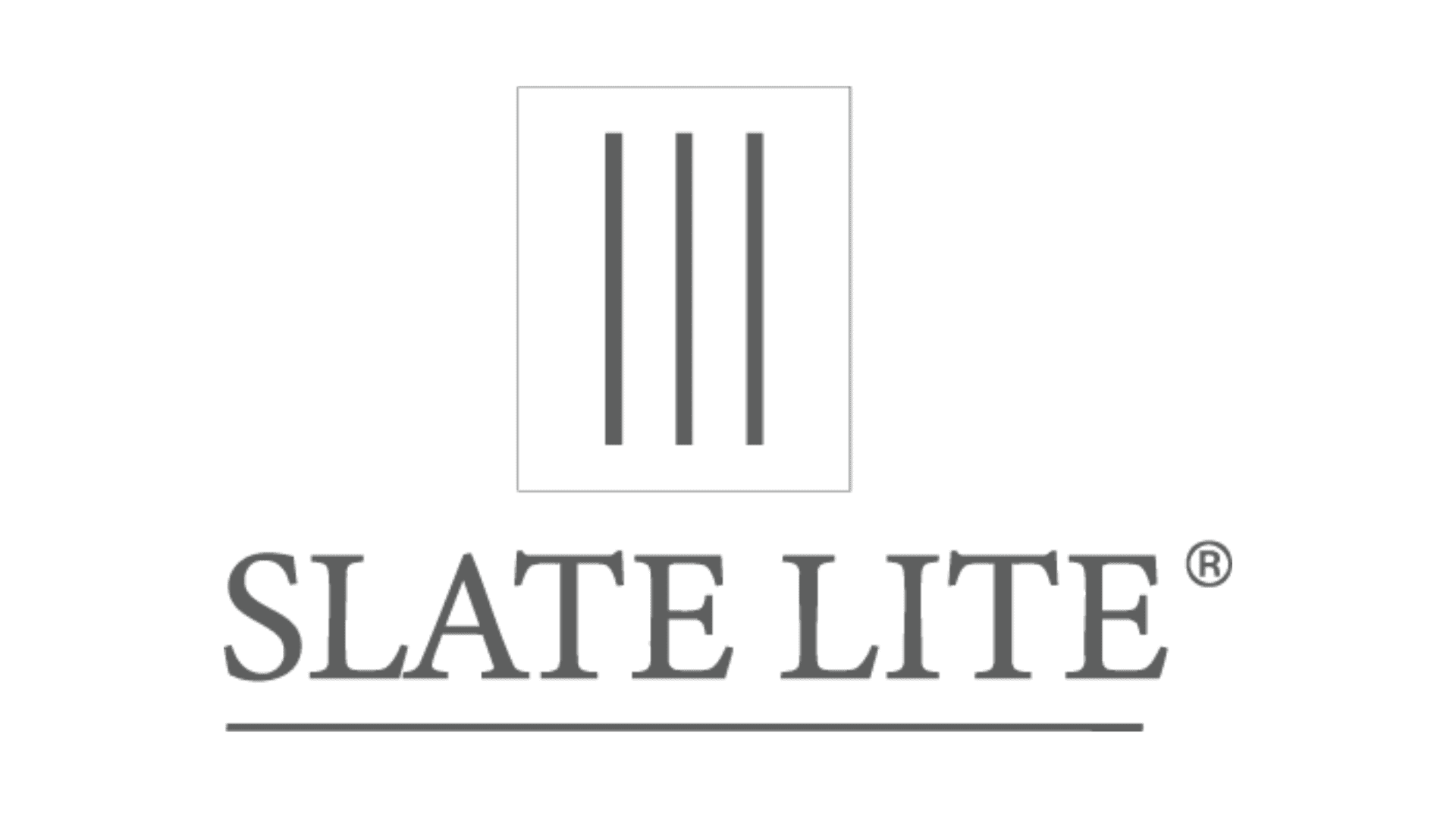Slate Lite logo featuring three vertical lines inside a square above the words "SLATE LITE" in uppercase letters.