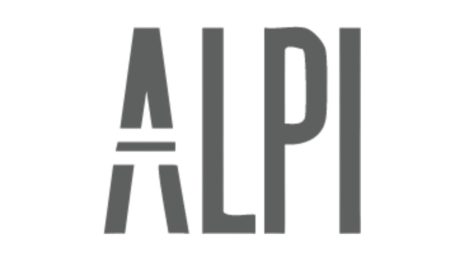 The image shows the word "ALPI" in bold, uppercase, sans-serif letters, with the "A" stylized by a horizontal line in the middle.
