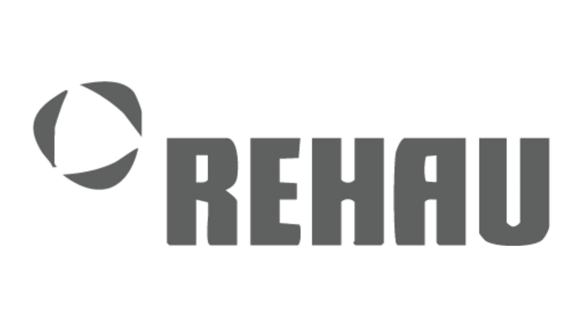 REHAU logo in dark gray with a stylized circular emblem on the left and bold uppercase text on the right.